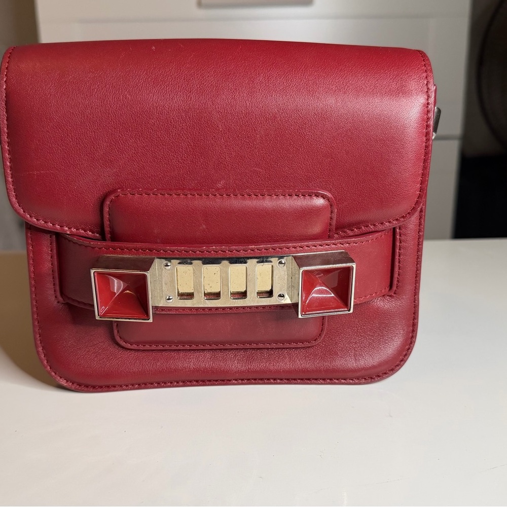 Proenza Schouler PS11 Tiny Crossbody Flap Bag Red Leather
